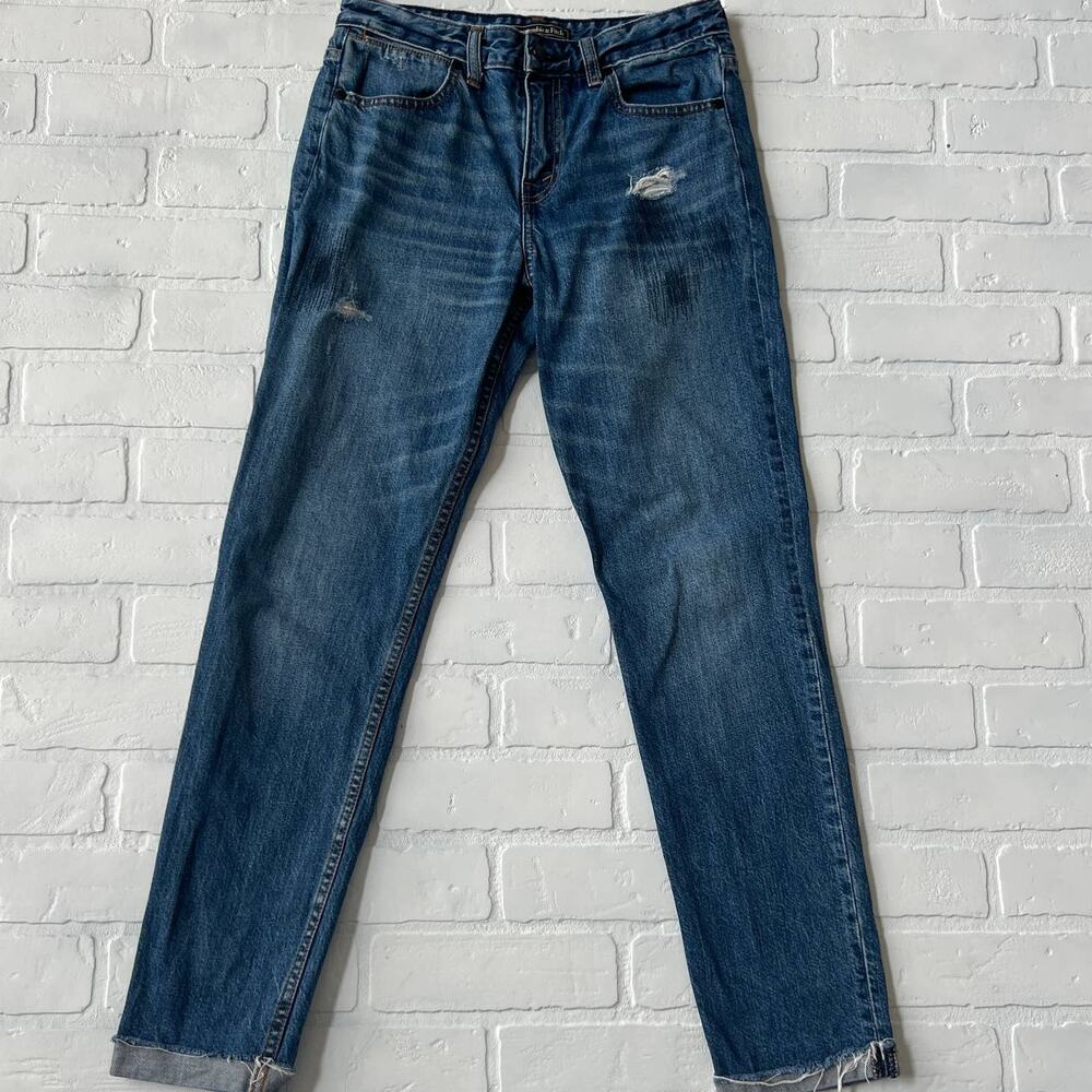 Abercrombie & Fitch Signature Collection Ankle Straight Distressed Jean Denim